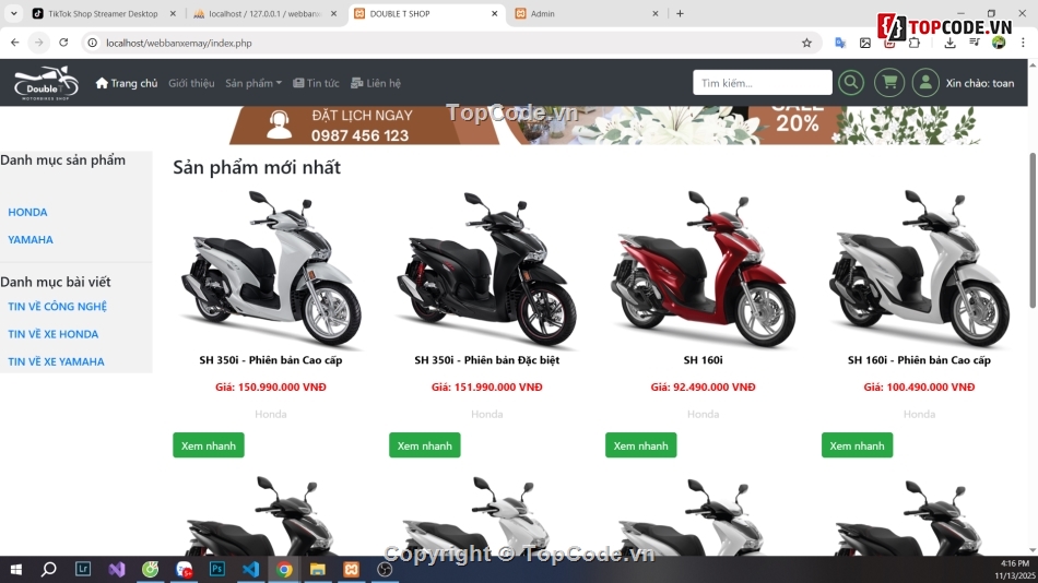 bán xe máy,Web Bán Hàng PHP & MYSQL,xe máy